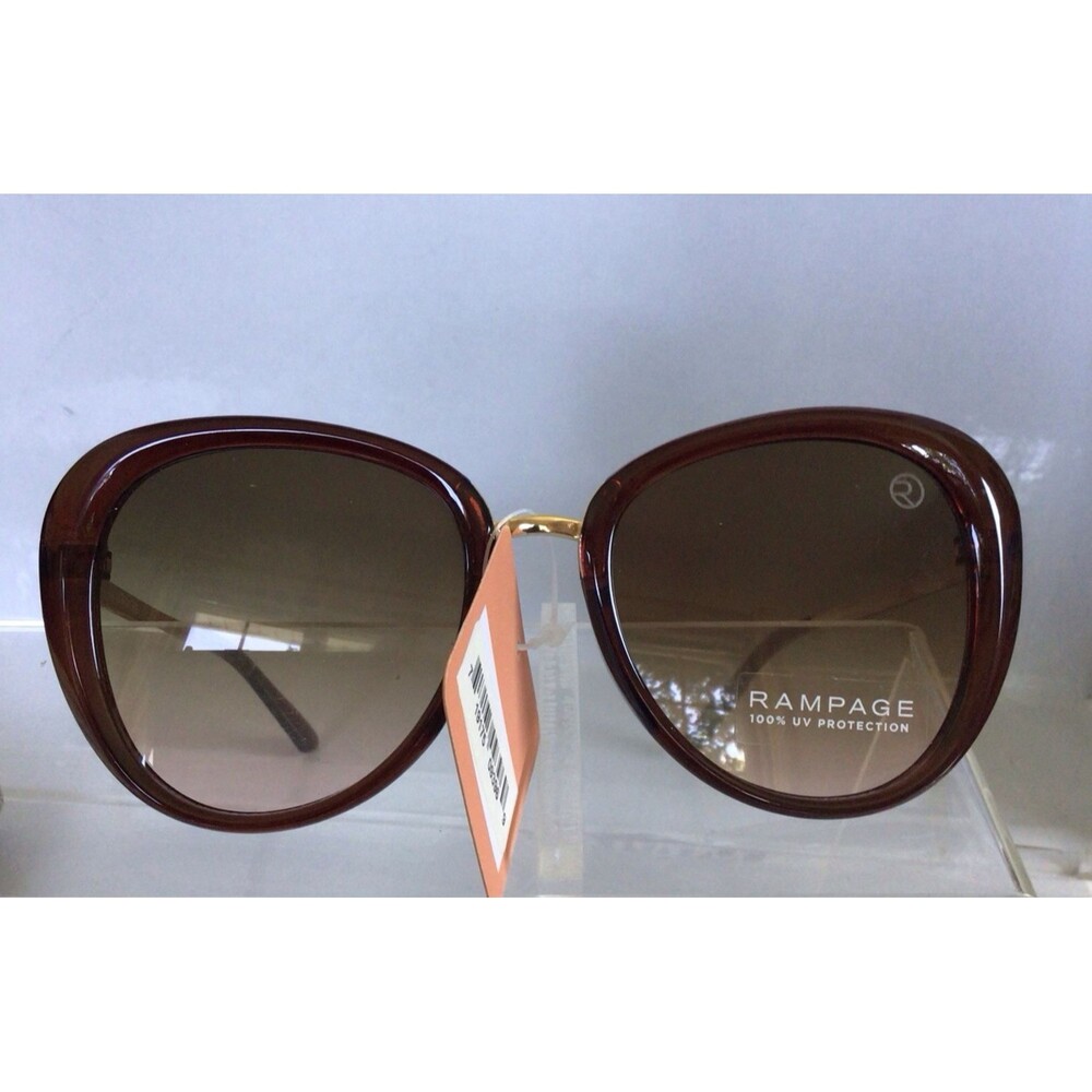 NEW RAMPAGE Quality Women's Plastic Brown Gradient Lens Gold Temple Sunglasses